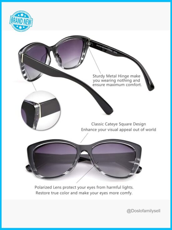 Vintage Square Cat Eye Sunglasses Polarized Retro Chic Y2K Fashion